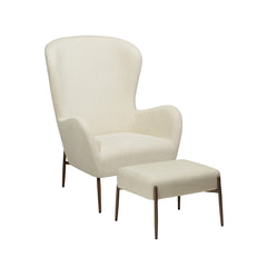 Glam Lounge Chair with footstool Bone White